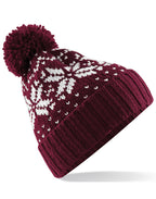 B456 Beechfield Fair Isle Snowstar® Beanie - Burgundy/White - B456