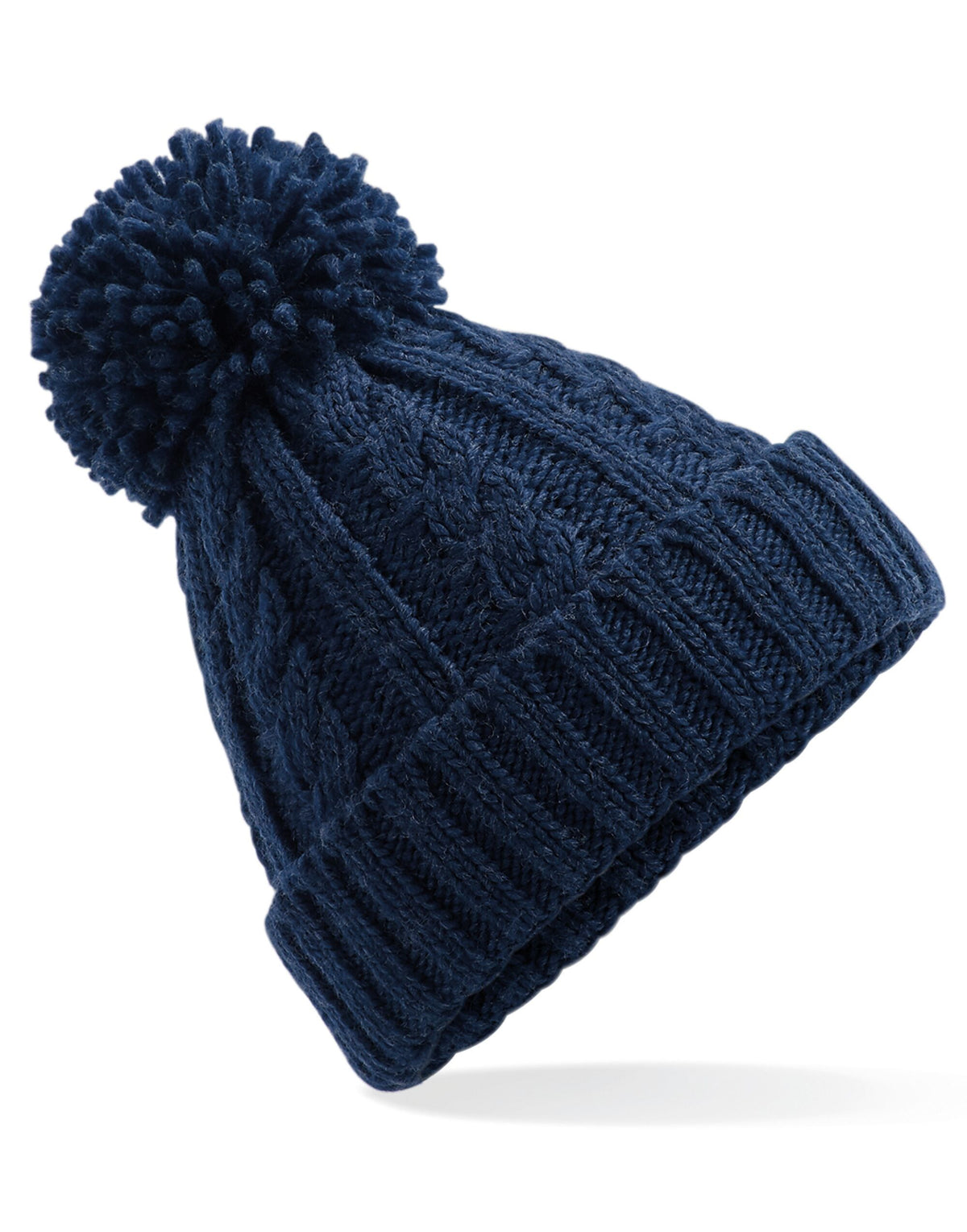 B480 Beechfield Cable Knit Melange Beanie - Navy - B480