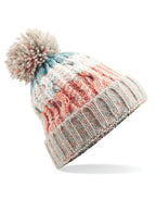 B486 Beechfield Corkscrew Pom Pom Beanie - Milkshake Mix - B486