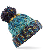 B486 Beechfield Corkscrew Pom Pom Beanie - Marine Splash - B486