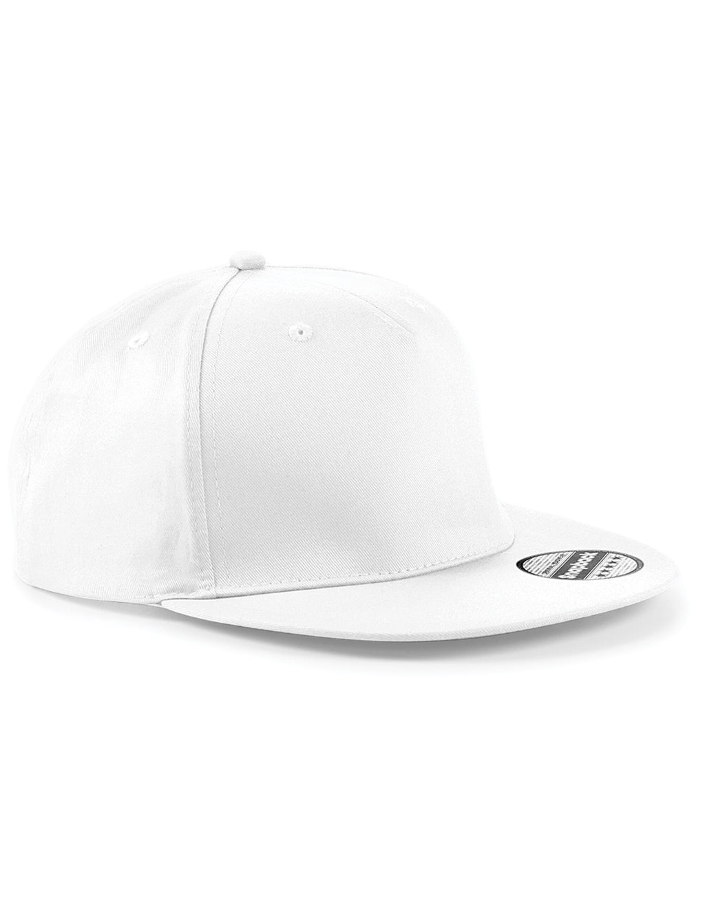 B610 Beechfield 5 panel Snapback Rapper Cap - White - B610