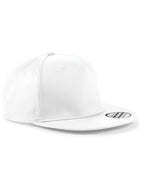 B610 Beechfield 5 panel Snapback Rapper Cap - White - B610
