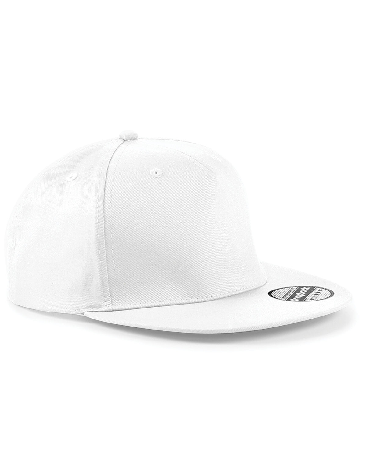 B610 Beechfield 5 panel Snapback Rapper Cap - White - B610