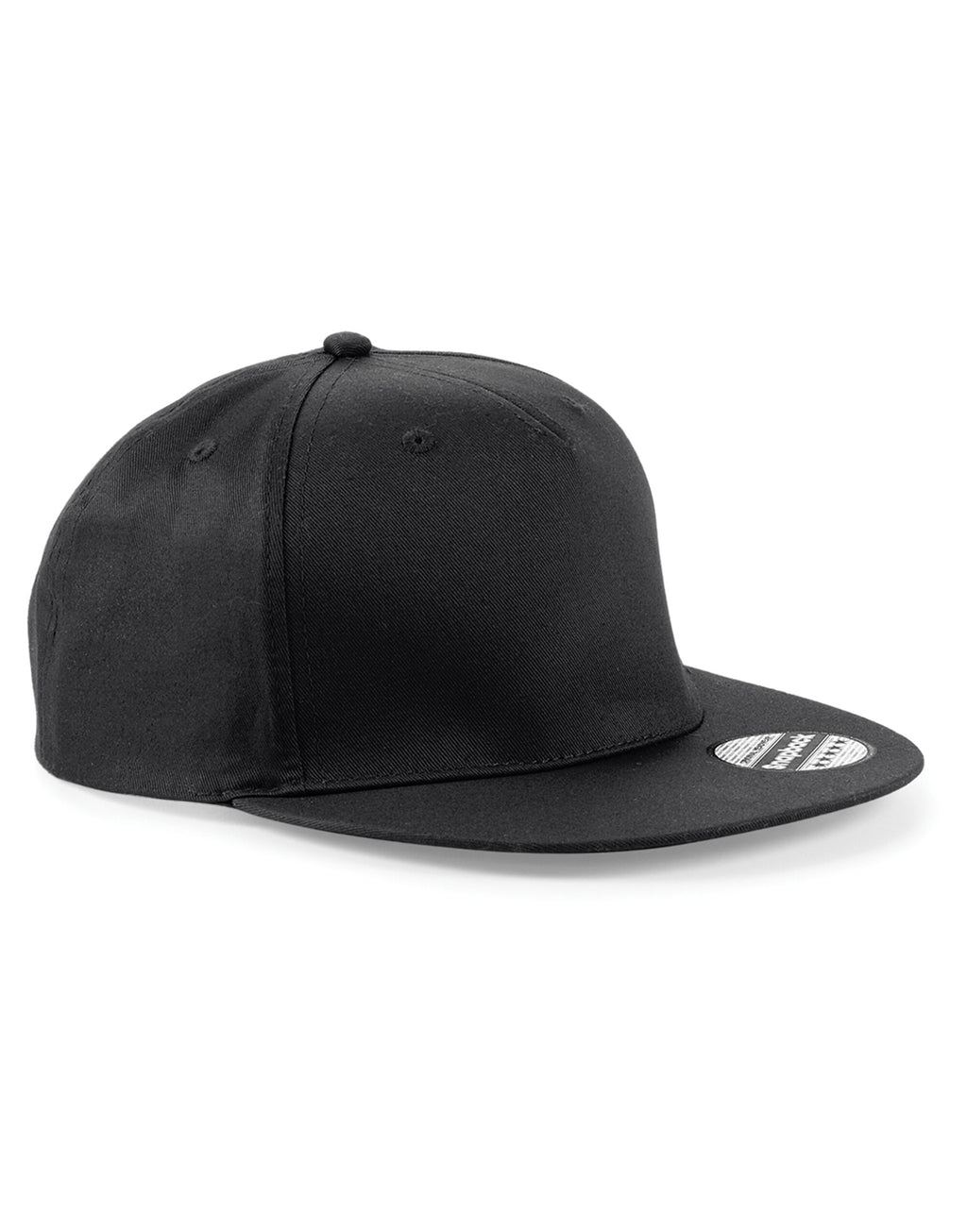 B610 Beechfield 5 panel Snapback Rapper Cap - Black - B610