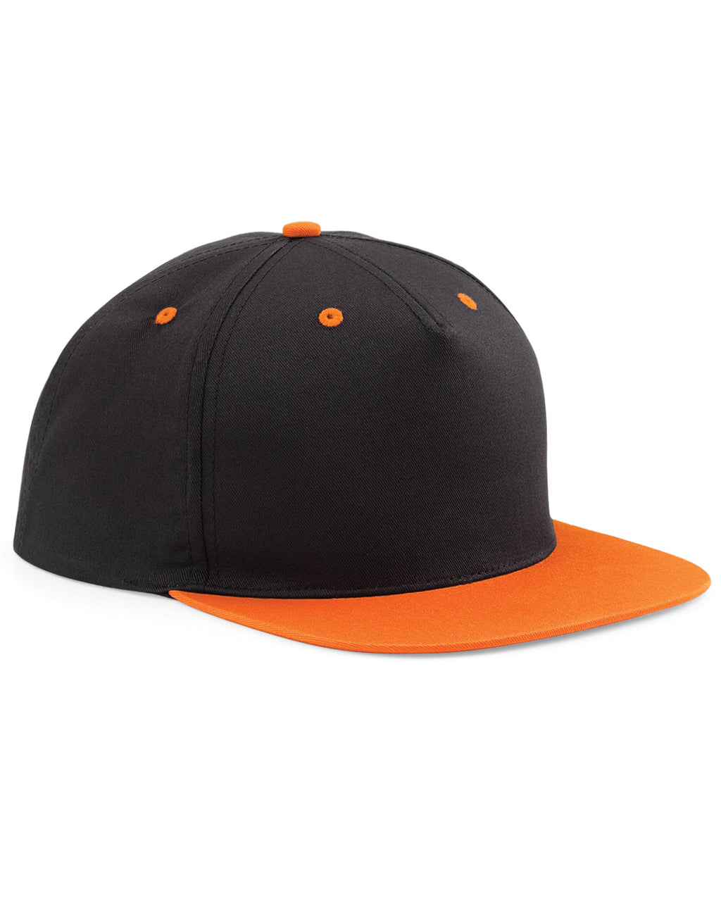 B610C Beechfield 5 Panel Contrast Snapback - Black/Orange - B610C