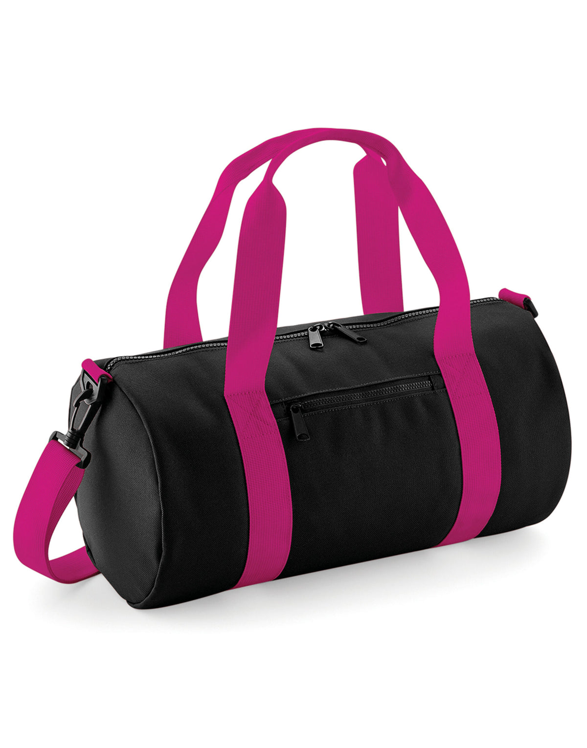 BG140S Bagbase Mini Barrel Bag - Black/Fuchia - BG140S