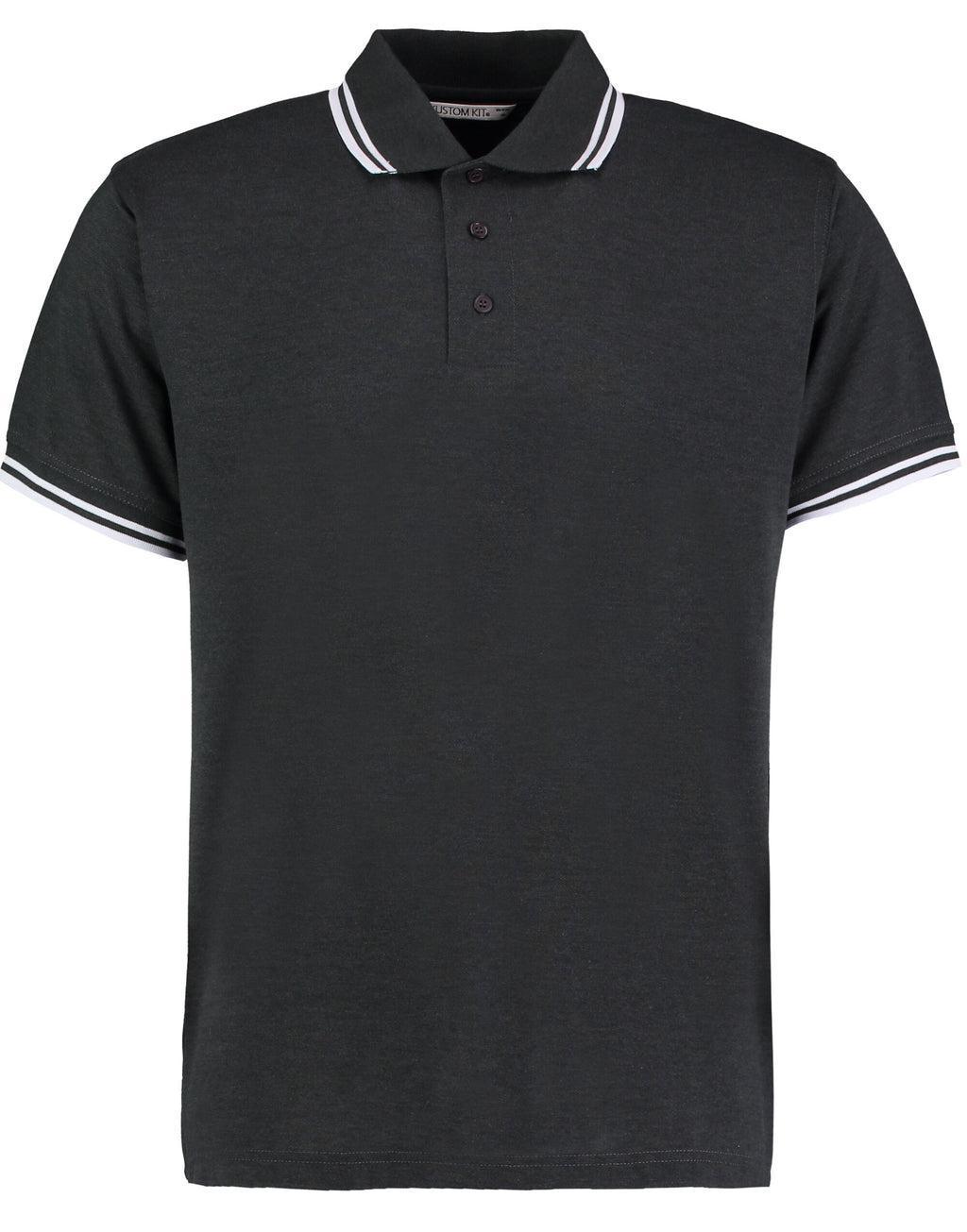 KK409 Kustom Kit Mens Tipped Collar Polo - Graphite/ White - KK409