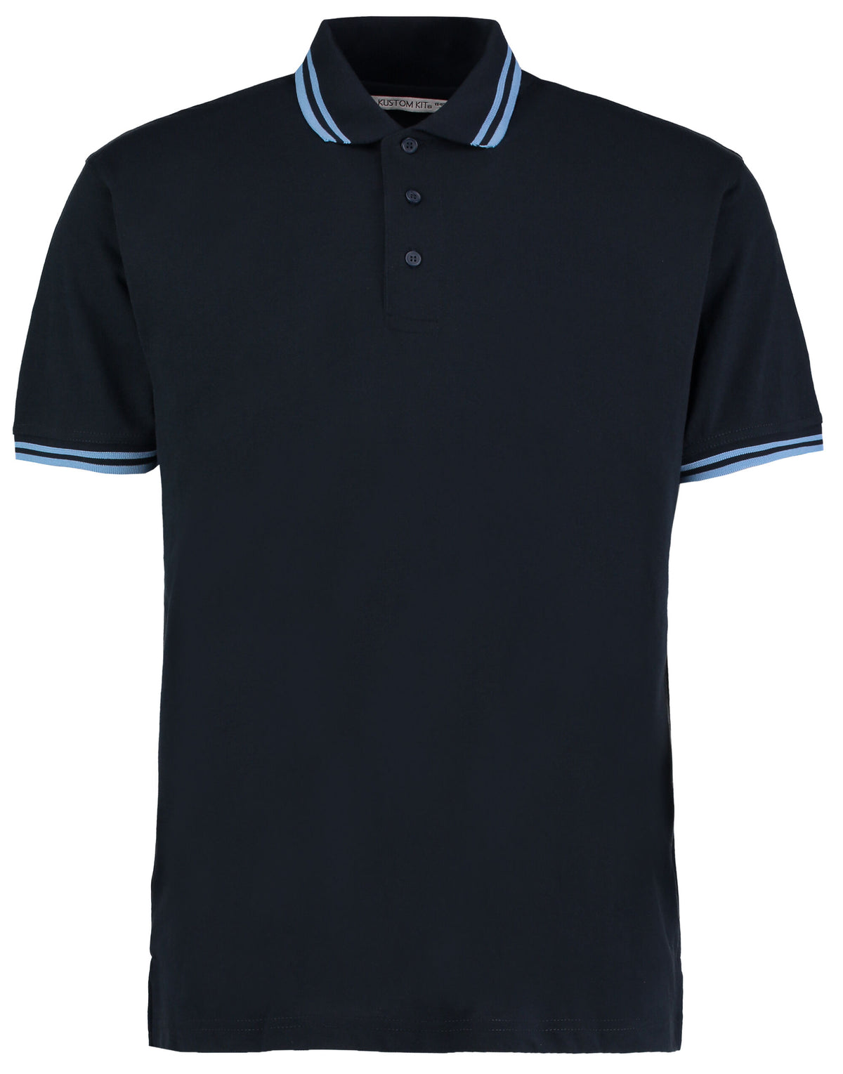 KK409 Kustom Kit Mens Tipped Collar Polo - Navy/Light Blue - KK409