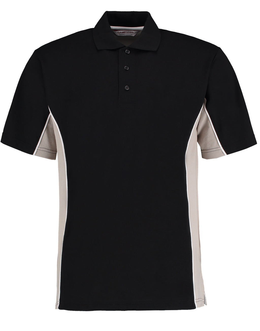 KK475 Kustom Kit Mens Classic Track Polo - Black/Grey/White - KK475