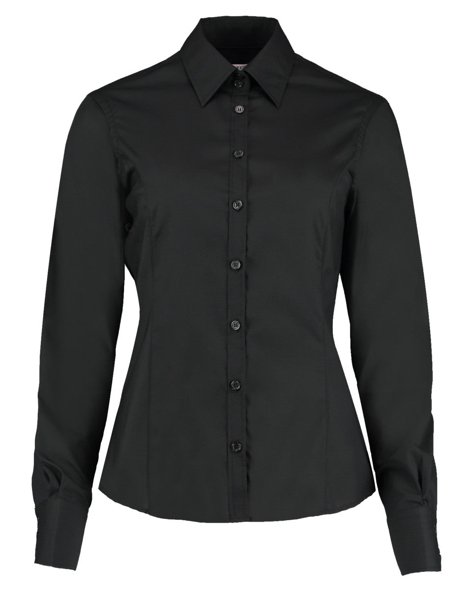 KK743F Kustom Kit Lady Tailor LS Business Shirt - Black - KK743F