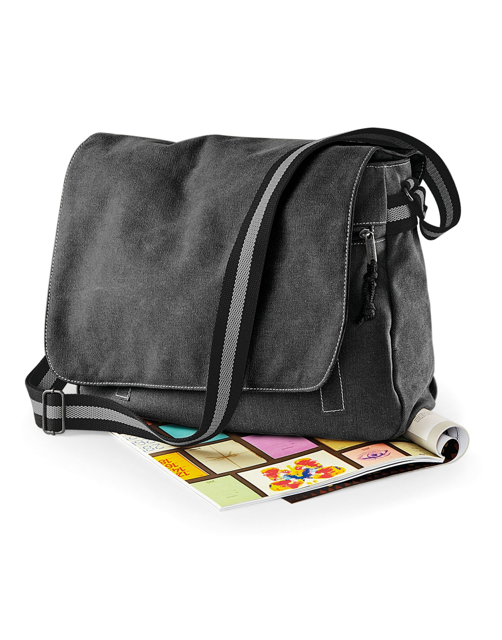 QD610 Quadra Vintage Canvas Despatch Bag - Vintage Black - QD610