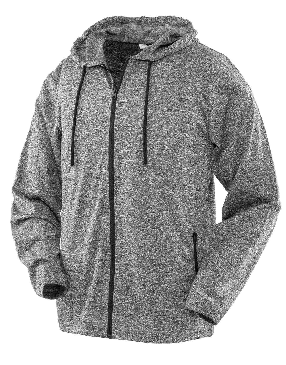 S277M Spiro Fitness Mens Hooded Tee-Jacket - Grey/Black - S277M