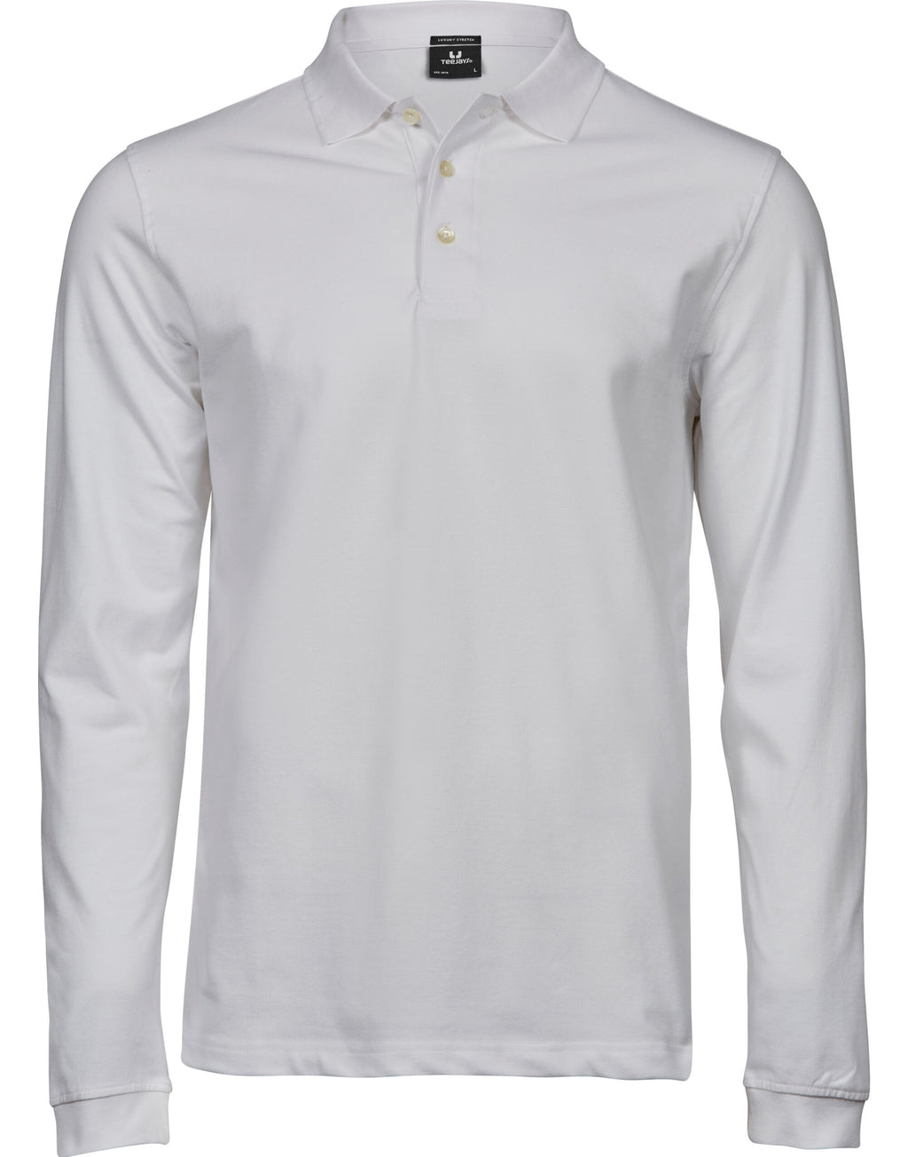 TJ1406 Tee Jays Mens Luxury L/S Stretch Polo - White - TJ1406