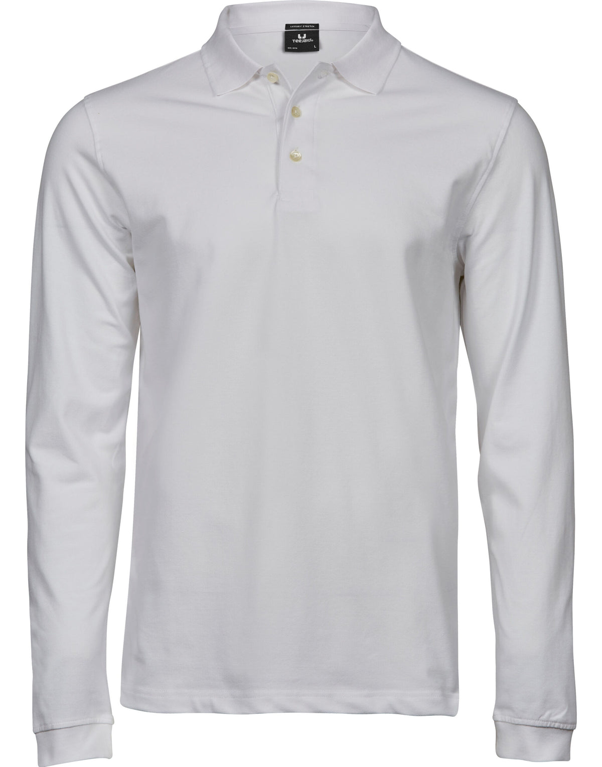 TJ1406 Tee Jays Mens Luxury L/S Stretch Polo - White - TJ1406