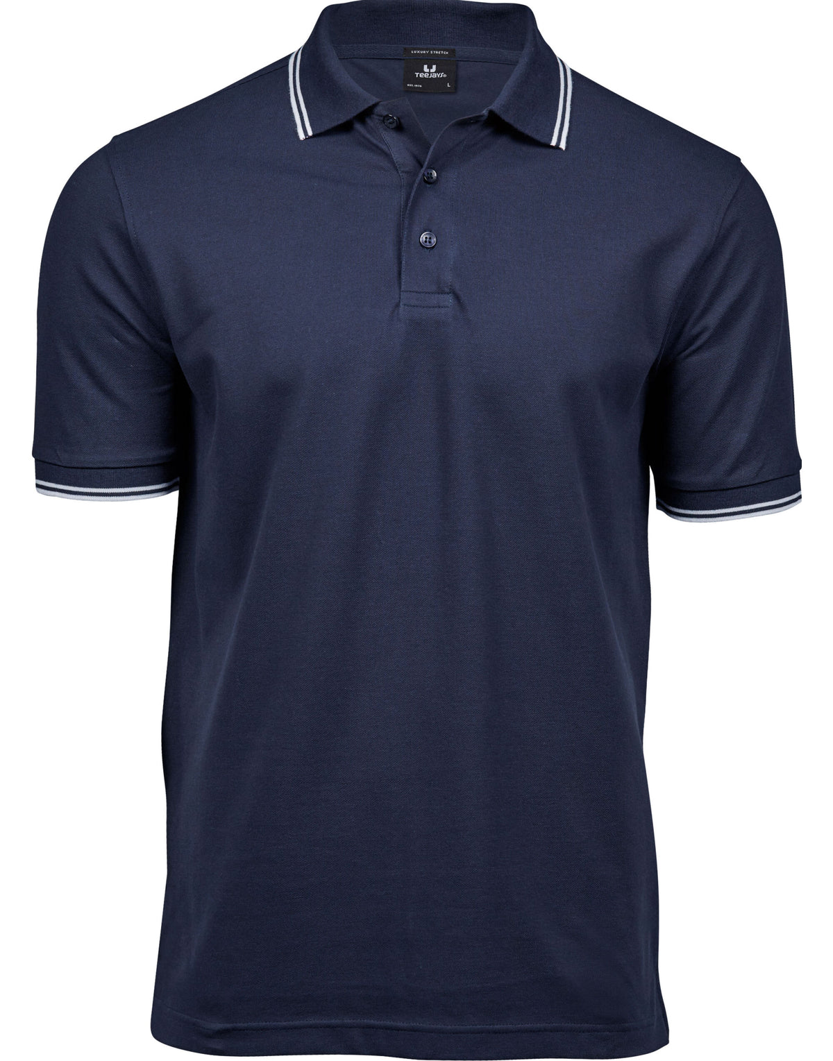 TJ1407 Tee Jays Mens Luxury Stripe Stretch Polo - Navy/White - TJ1407