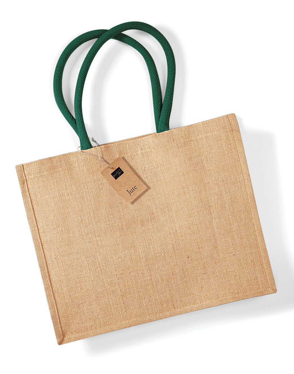 W407 Westford Mill Jute Classic Shopper - Natural/Forest Green - W407