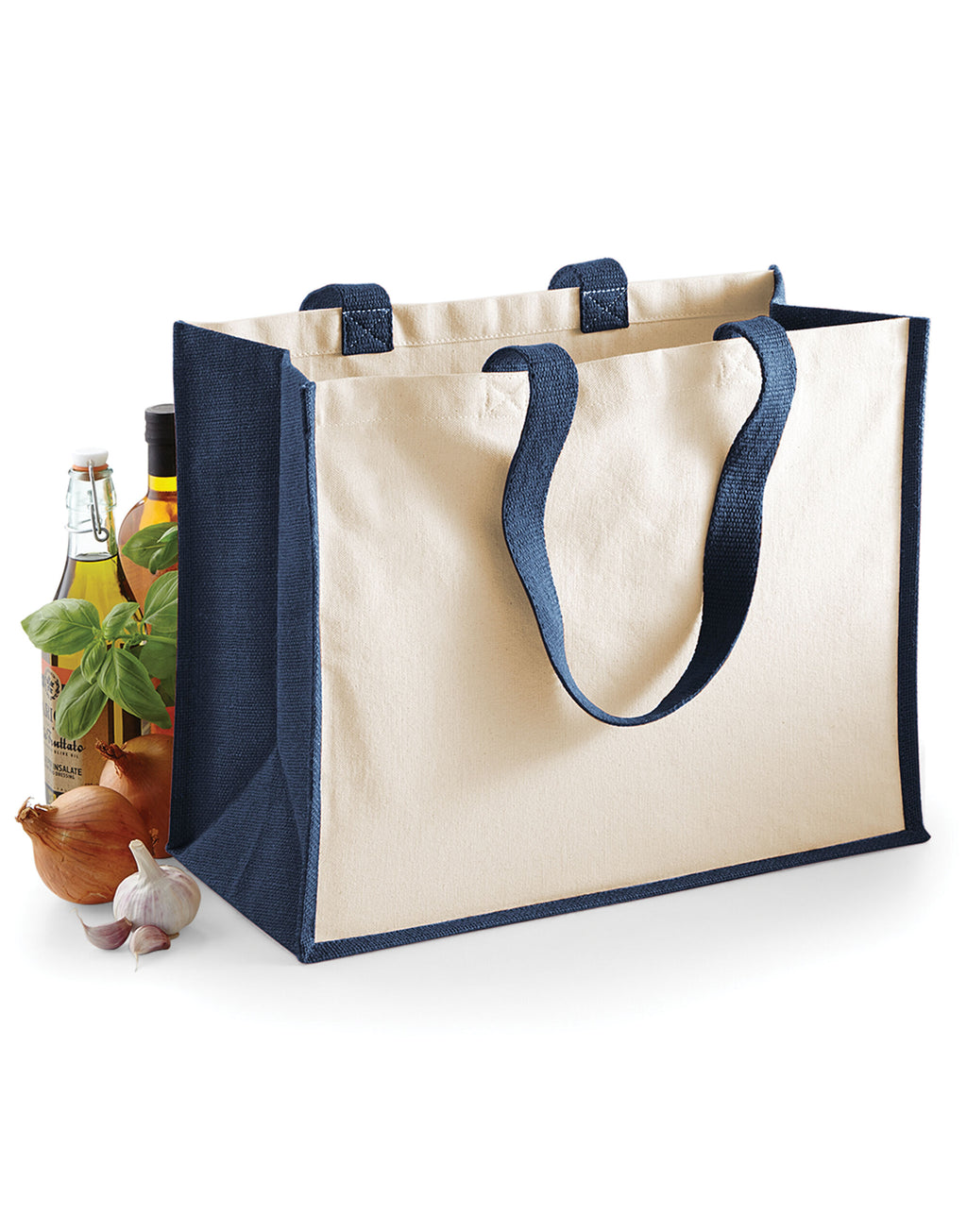 W422 Westford Mill Printers Jute Shopper - Navy - W422