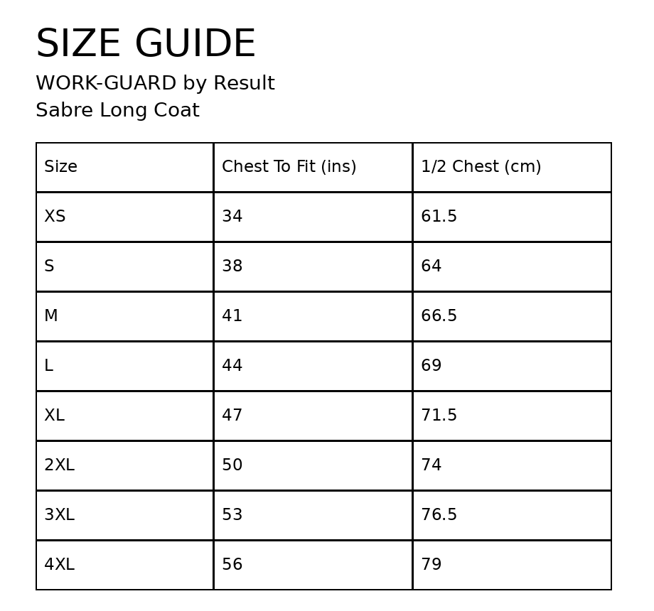 R301X Result Workguard Sabre Long Coat